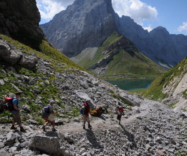Weg hinunter zum Wolayersee in den Karnischen Alpen