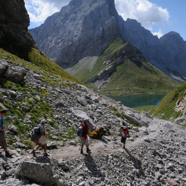 Weg hinunter zum Wolayersee in den Karnischen Alpen