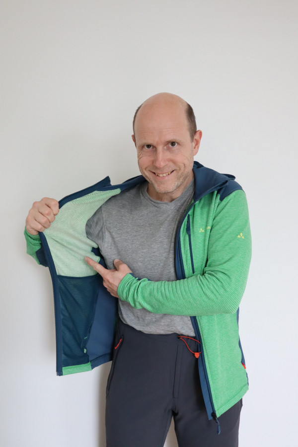 Der neue "Holz-Fleece"-Midlayer von Vaude - das CROZ FLEECE JACKET II