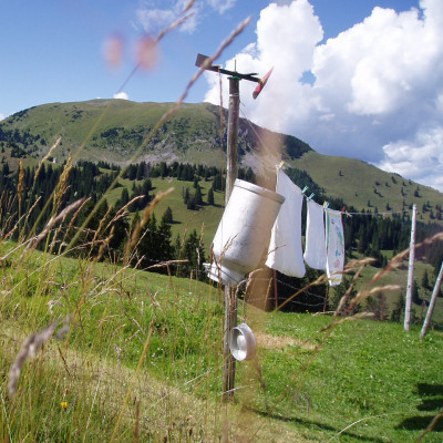 Die Feistritzer Alm und der Oisternig im Hintergrund